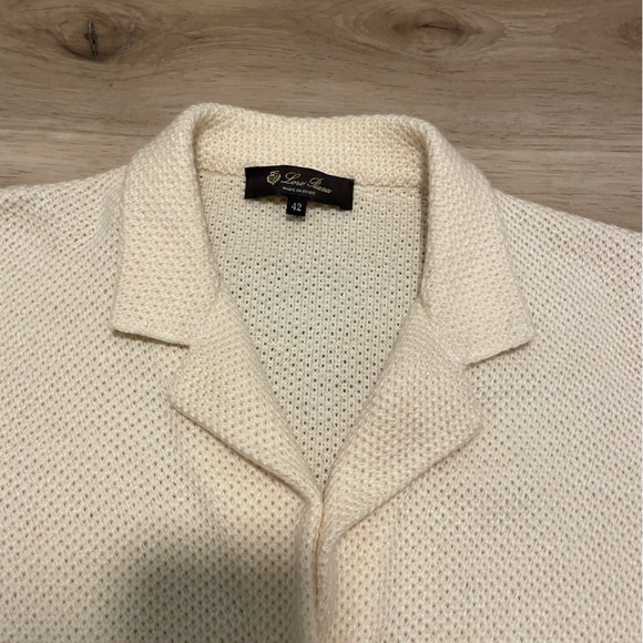 Loro Piana Italian Cashmere Silk Knit Cardigan Sweater Ivory White Womens 42 - Picture 3 of 13